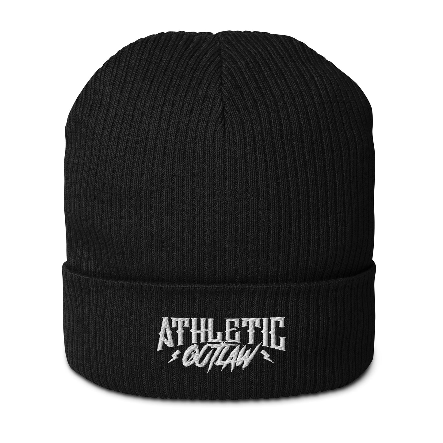 AO White Logo Ribbed Beanie