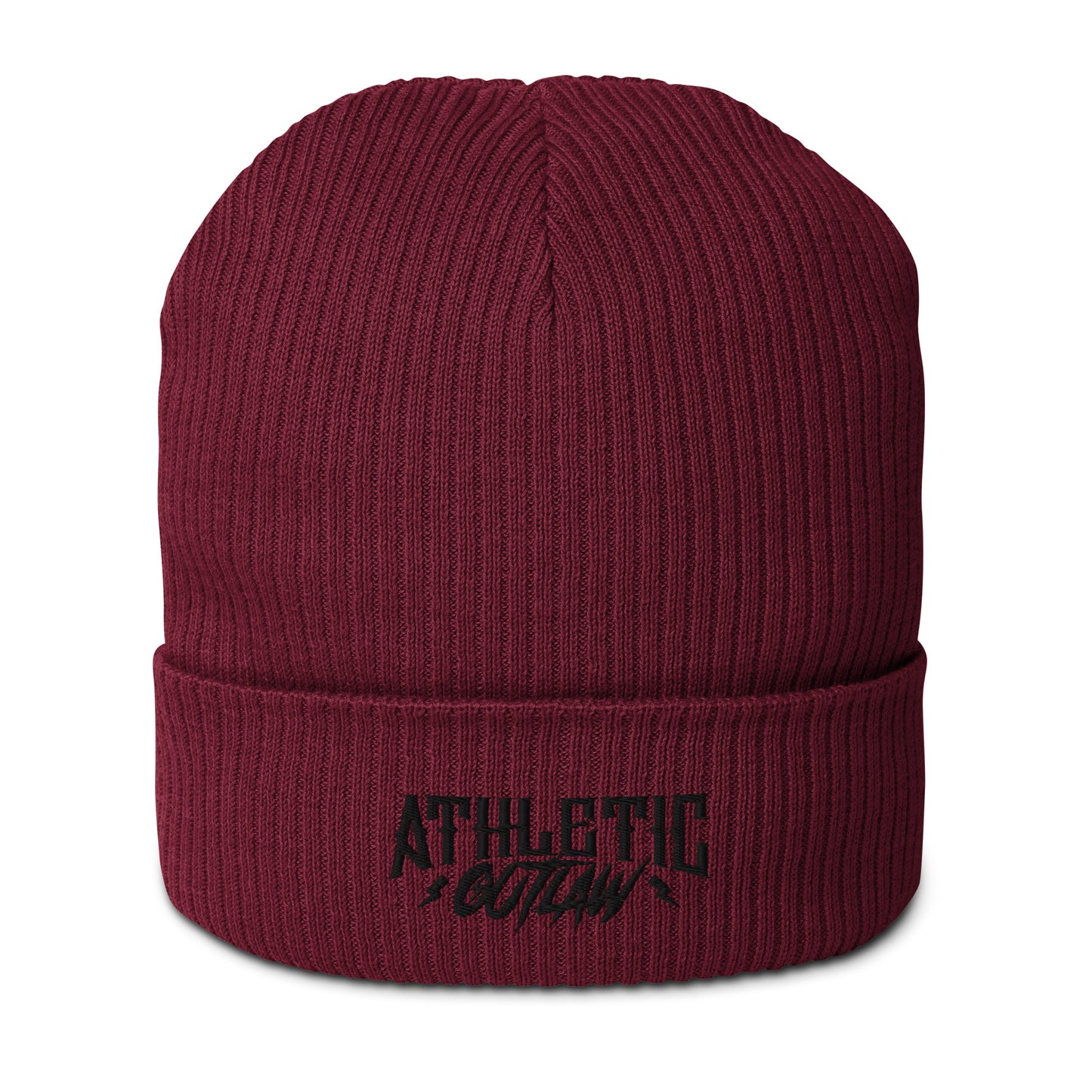 AO Black Logo Ribbed Beanie