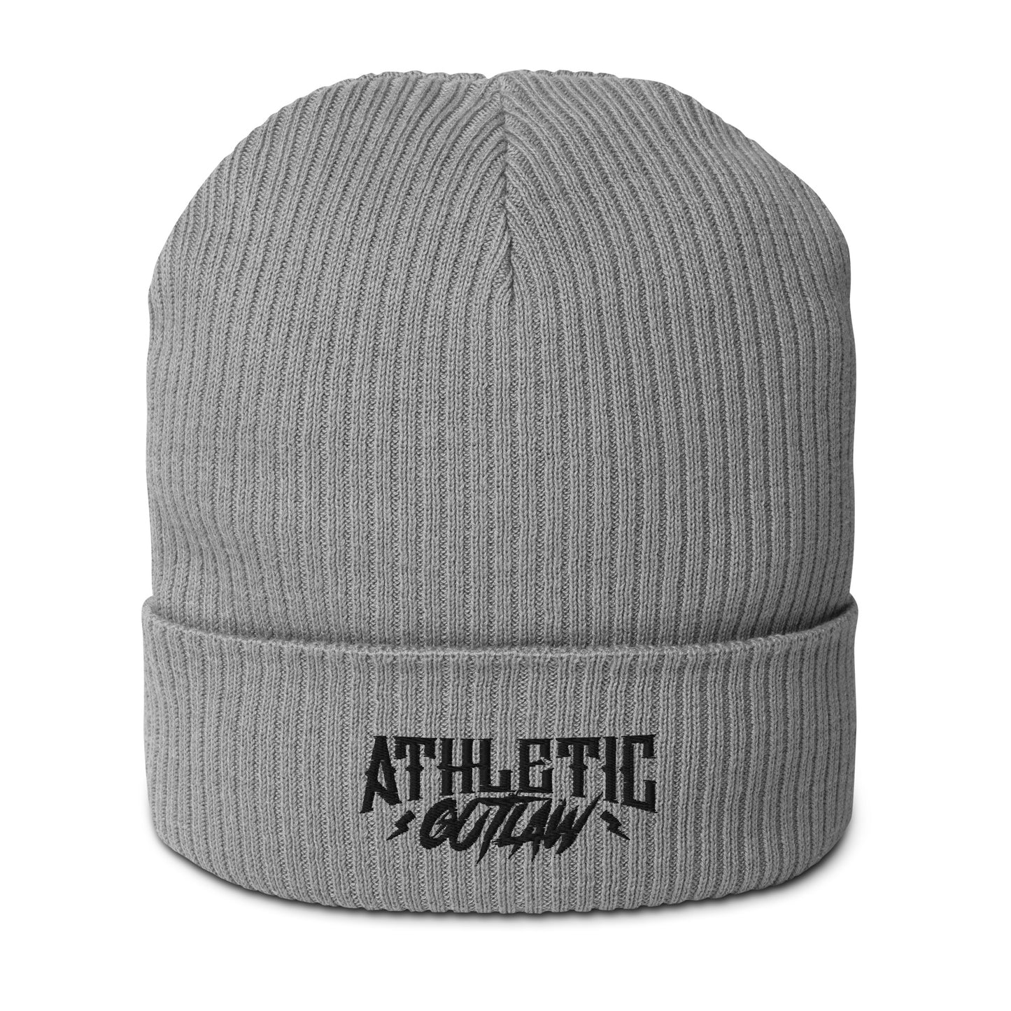 AO Black Logo Ribbed Beanie