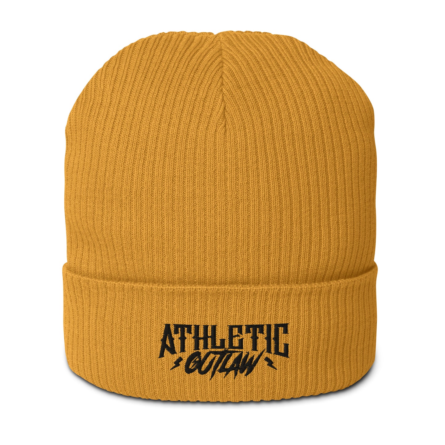 AO Black Logo Ribbed Beanie