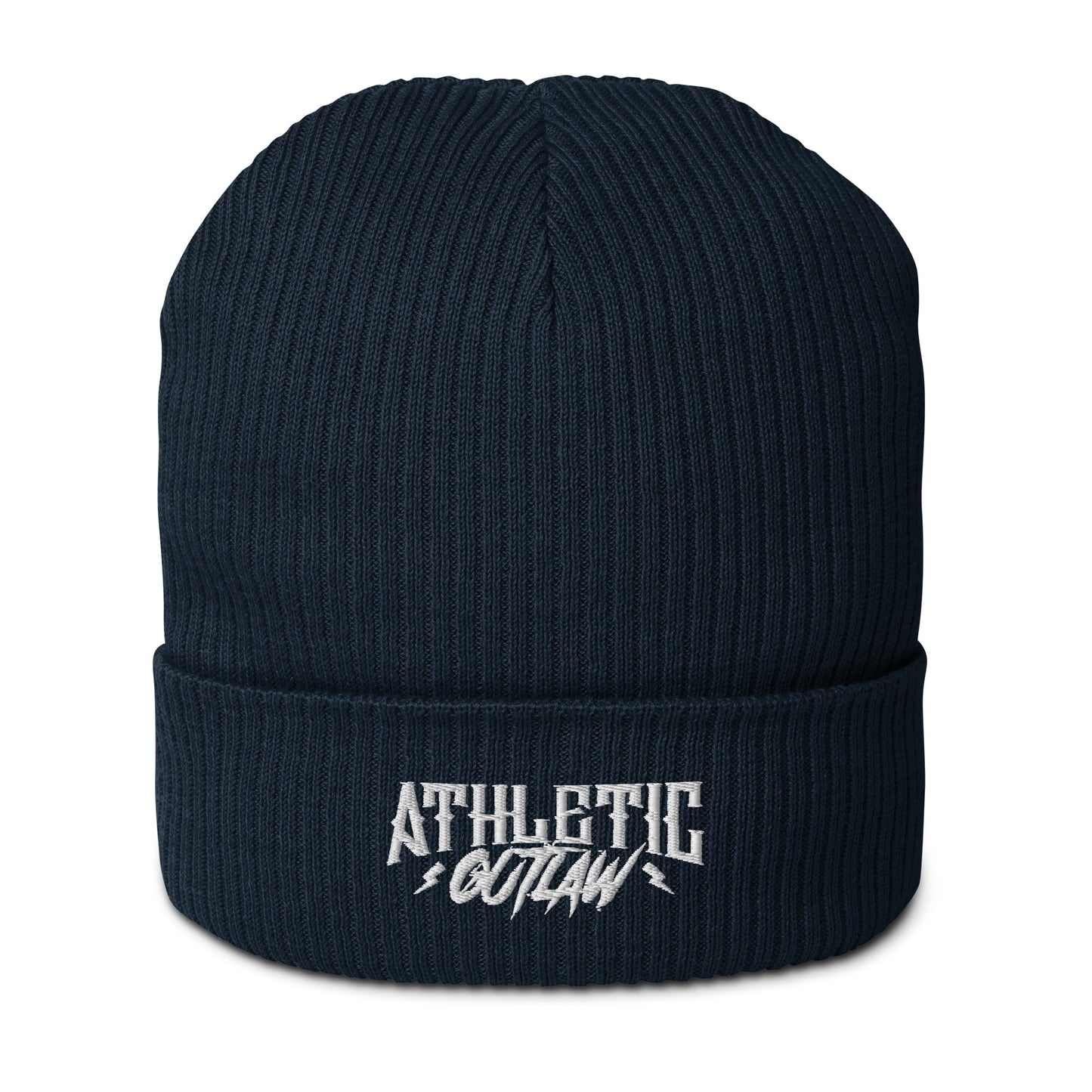 AO White Logo Ribbed Beanie